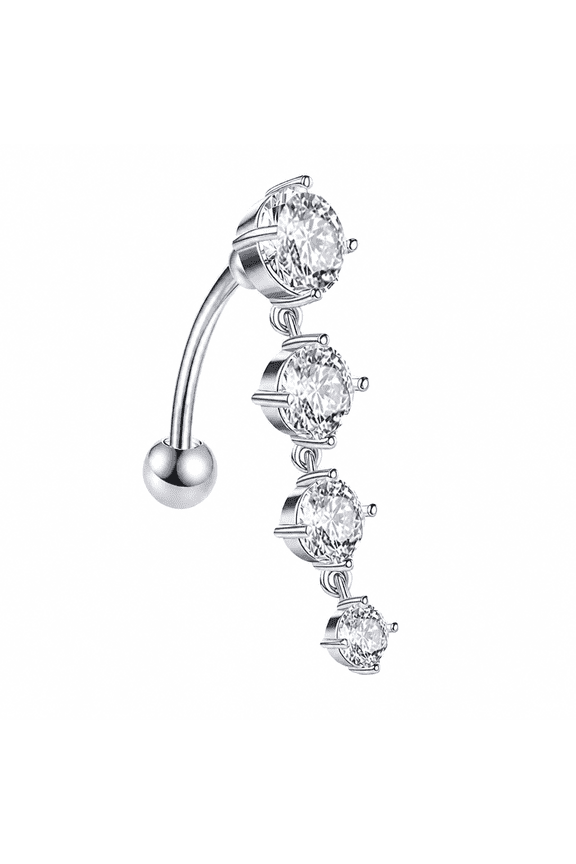 2026 New Floating Belly Button Rings Stainless Steel Rhinestone Navel Rings Geometric Shape Zircon Belly Navel Piercing Jewelry for Women Girls for Daily Wear,Parties,Casual Outings,Gifting