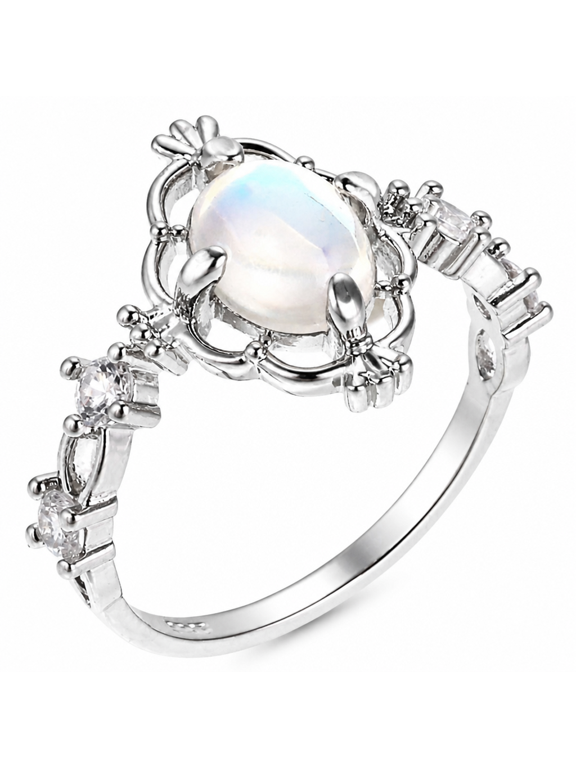 2026 New Moonstone Rings for Women Vintage Tibetan Ring Water Drop White Stone Ring Female Fashion Jewelry for Boho Style,Vintage Fashion,Special Occasions,Daily Wear,Unique Accessories