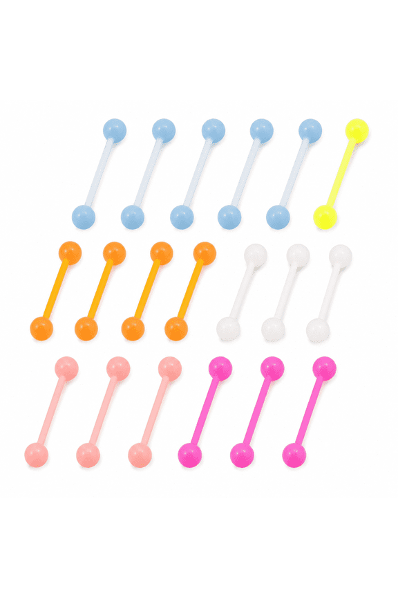 20pcs Colorful Acrylic Barbell Nipple Bar Piercing 1.8mm Jewelry