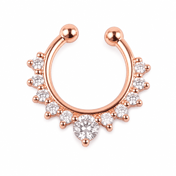 AURENIX 2Pcs U-shape Non Piercing Fake Clip On Septum Clicker Nose Ear Lip Ring Hoop