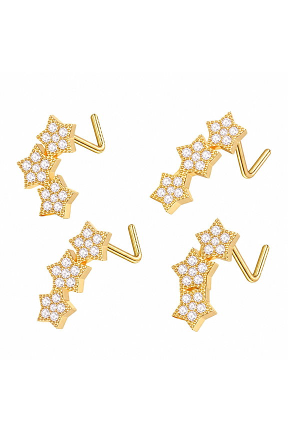 4Pcs Nose Rings,Customizable Jewelry Style Nose Rings for Women,Beautiful Gem Detail Nose Studs,Gold