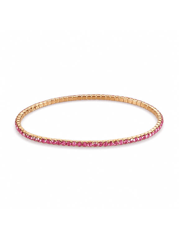5 Pcs Rhinestone Bracelet Crystal Bracelet Beaded Stretch Strand Stacked Bracelet Stacking Bracelets for Women - Pink
