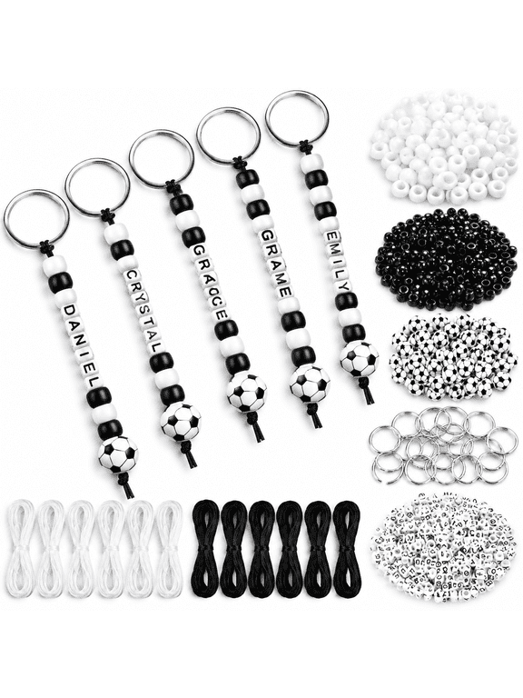 564 Pcs Soccer Keychain Making Kit Diy Soccer Bead Key Chain Craft Adjustable Sport Letter Bead Charm Sport Theme Party Favor Gift Backpack Accessories Holiday Decoration(Joyous Color)