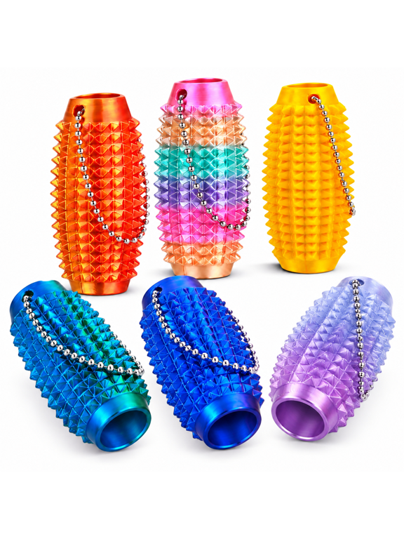 6 Pack Spiky Sensory Fidget Keychains, Textured Pocket Fidget Accessories for Adults Teens, Quiet Stress Relief for Focus and Restless Hands