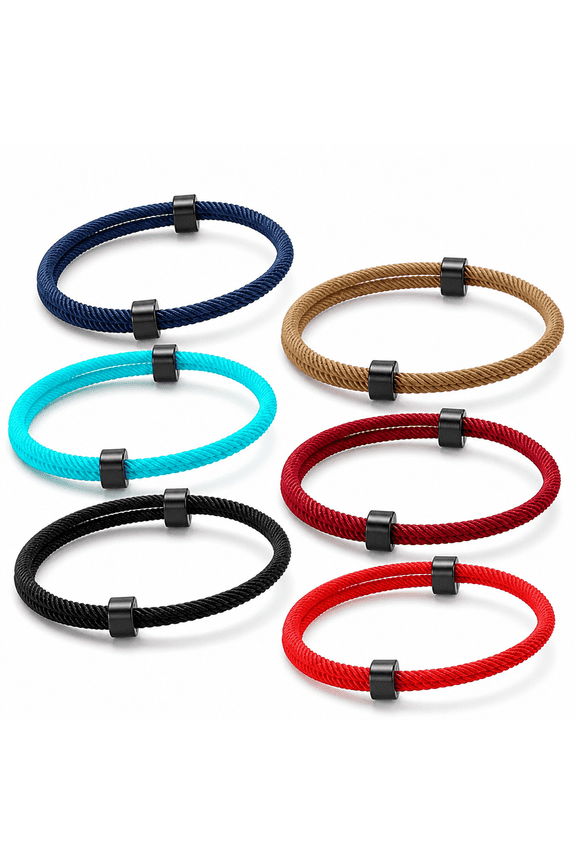 6 Pcs Nautical Bracelet Braided Rope Paracord Braided Set Adjustable Friendship Bracelets Handmade Surfer Bracelet