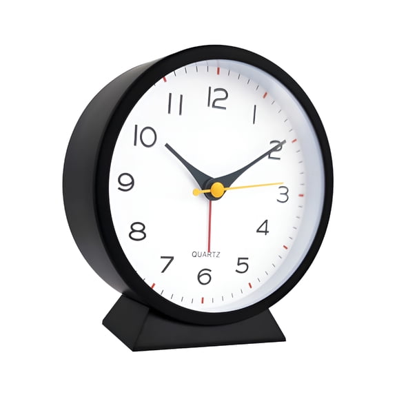 AURENIX Battery Powered Analog Alarm Clock | Silent No Ticking Quartz Movement | Light-Up Dial,Analog Alarm Clock Compact for Desk Bedside Travel | Black Metal Abs | 1Pc | 4.6X4.2In