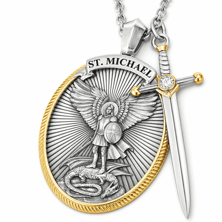AURENIX Catholic Patron Saint Pendant St. Michael The Archangel Pendant Necklace