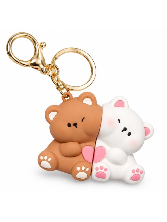 Cute Cartoon Love Bear Magnetic Keychain Small Pendant Gif Couple