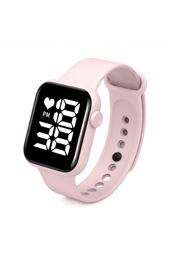 Digital Watch,Large Dial Display Digital Watch Womens,Night Light Function Wearable Comfort Digital Watch Men,Pink