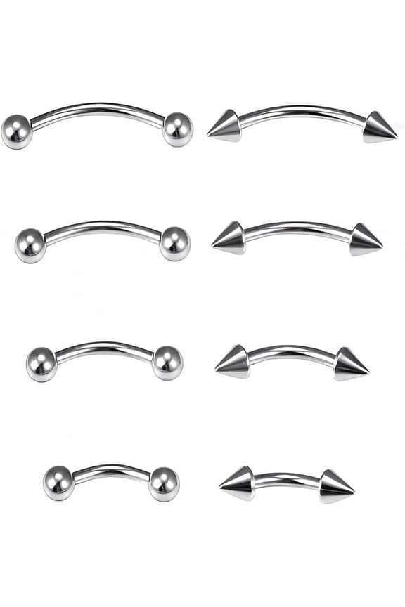 Eyebrow Piercing Jewelry Surgical Steel Curved Barbell Tiny Eyebrow Ring Vertical Labret Lip Jewelry Ear Rook Navel Small Belly Button Ring for Women Men 20g 16g 6mm/8mm/10mm/12mm