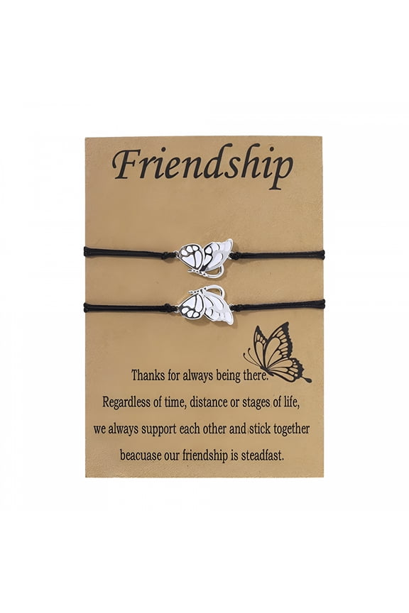 Fashion Birthday Gifts Sisters Jewelry Friendship Gifts BFF Bracelets Best Friends Butterfly Friendship Bracelets for 2 Girls SILVER