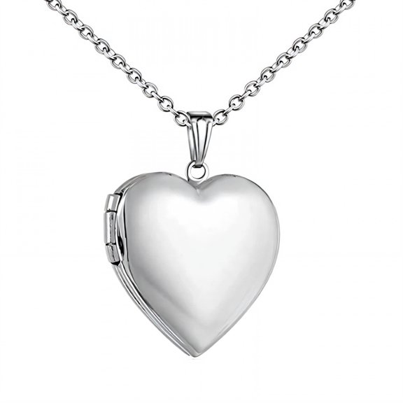 AURENIX Locket Necklace for Women,Delicate Touch Heart Locket Necklace,Sweetheart Form Necklace with Picture Inside,Steel1
