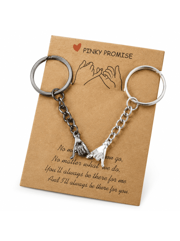 Matching Couple Keychain Gift for Boyfriend Girlfriend Him Her Pinky Promise Best Friend Birthday Gift for Women Key Ring