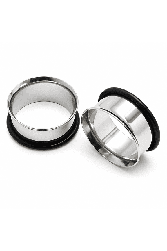 Pair of 1 inch 25mm Single Flare Surgical Steel Tunnels Ear Gauges Stretching Plugs