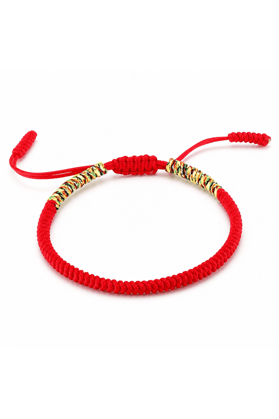 Red String Bracelet for Men and Women, Rope Lucky and Protection Bracelet, Tibetan Braided Tie Thread Bracelet, Surfer Woven String (Dark Red)