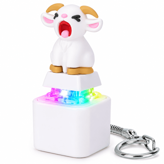Fidget Button Key Chain AURENIX Screaming Goat Keycap Fidget Keychain – LED Light Up Stress ...