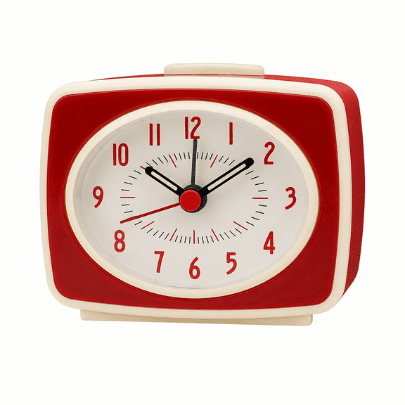 AURENIX Small Retro Classic Vintage Style Ticking Quartz Movement Analog Alarm Clock Glow In The Dark Hands For Bedroom Home Decor Battery Operated