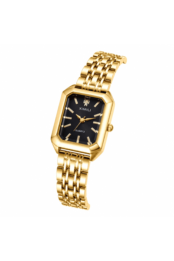 Square Watches for Women, Gold Stainless Steel Bracelet Ladies Small Face Watches, Dainty Waterproof Women'S Wrist Watches