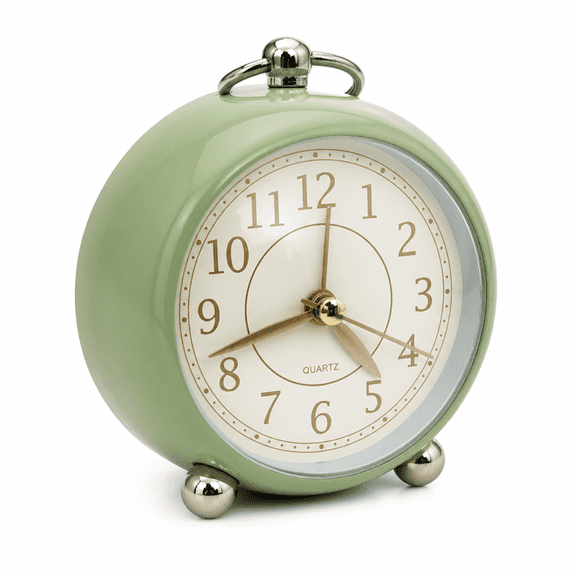 AURENIX Vintage Small Alarm Clock with Night Light,Silent Quartz Movement,Non-Ticking,Decorative,for Bedside Table,Desk,Kitchen,Bedroom,Shelf,Nightstand,Wall Hanging