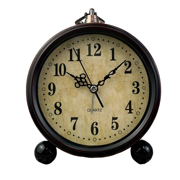 AURENIX Vintage Table Clock Battery Operated,Mantel Clock for Living Room Fireplace Decor,Silent Metal Desk Clock,Farmhouse Shelf Clock