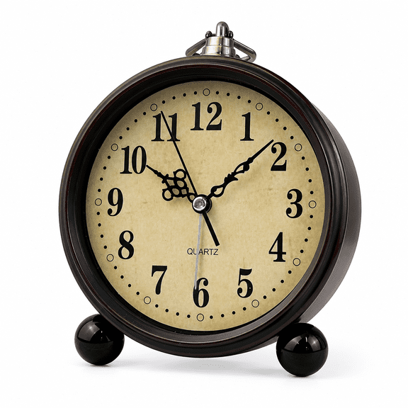 AURENIX Vintage Table Clock Battery Operated,Mantel Clock for Living Room Fireplace Decor,Silent Metal Desk Clock,Farmhouse Shelf Clock