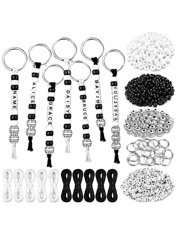 Volleyball Keychain Making Kit Diy Volleyball Bead Key Chain Craft Adjustable Sport Letter Bead Charm Sport Theme Party Favor Gift Backpack Accessories Holiday Decoration
