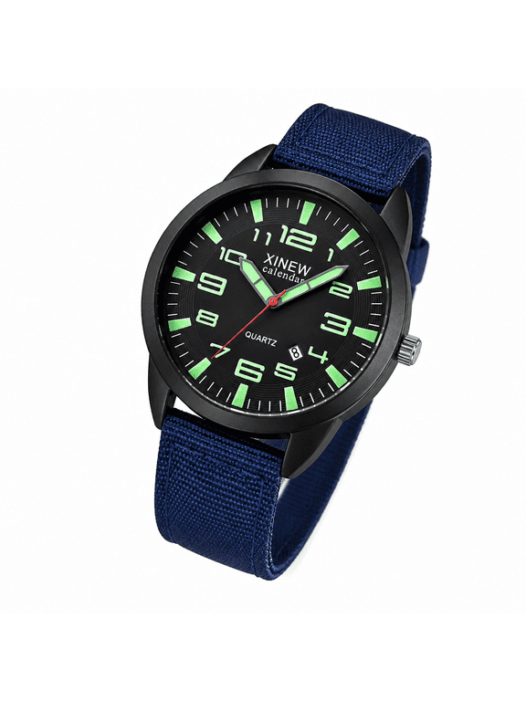 Wind Up Watch for Men No Battery Outdoor Mens Date Stainless Steel Sports Analog Quartz Wrist Watch,Analog Watch,Men's Wrist Watches,Sport Watches for Men