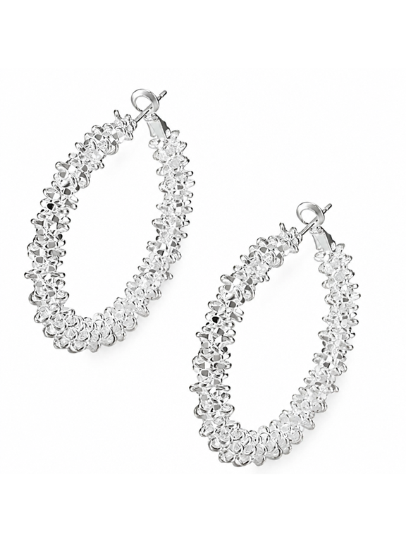Women Big Hoop Earrings Large Loop Circle Alloy Jewelry Ear Rings (Silver)