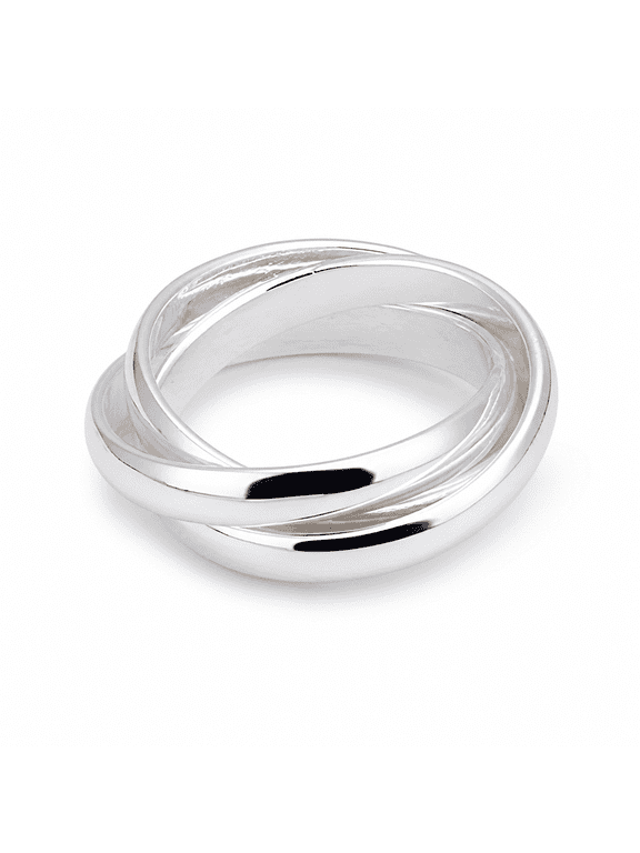 Women Fashion Jewelry 925 Sterling Silver Plated Triple Circle Band Ring US Size 6 7 8 9