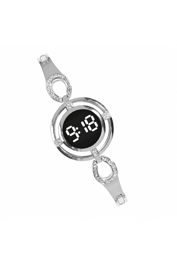 Women Wristwatch Round Dial LED Night Light Accurate Time Display Scratch resistant Smooth Surface Electronic Watch for Daily Use