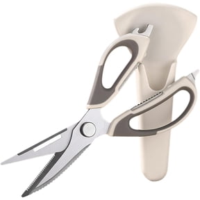 AURESTEYN Heavy Duty Kitchen Scissors, All Purpose Stainless Steel Shears that Come Apart, Dishwasher Safe, with Magnetic Storage Cover for Refrigerator, Grey