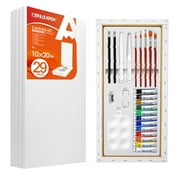 AUREUO 10x20 inch Stretched Canvas for Painting - 5 Pack with Paints & Brushes for Kids & Adults