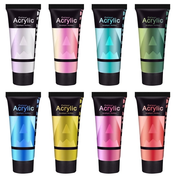 AUREUO Iridescent Acrylic Paint, 8 Colors x 0.71 fl oz / 21ml Pearlescent Acrylic Paint Set, Glitter for Canvas, Rocks, Wood, Fabric, Ceramic