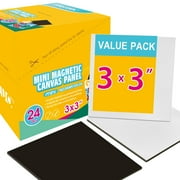 AUREUO Mini Magnetic Canvas Panel 3x3 Inch / 24 Pack - Small Square Canvas Board for Kids, Ideal for Painting, Craft & Decor