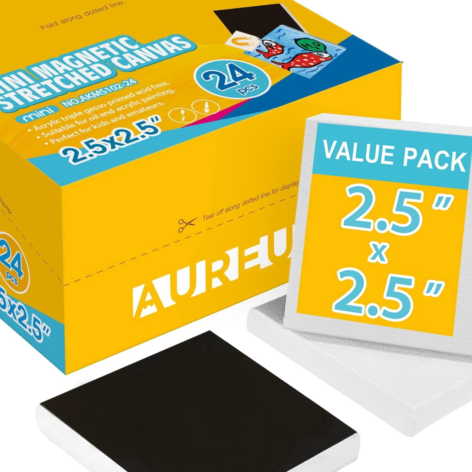 AUREUO Mini Stretched Canvas 2.5x2.5 Inch 24 Pack - Small Square ...