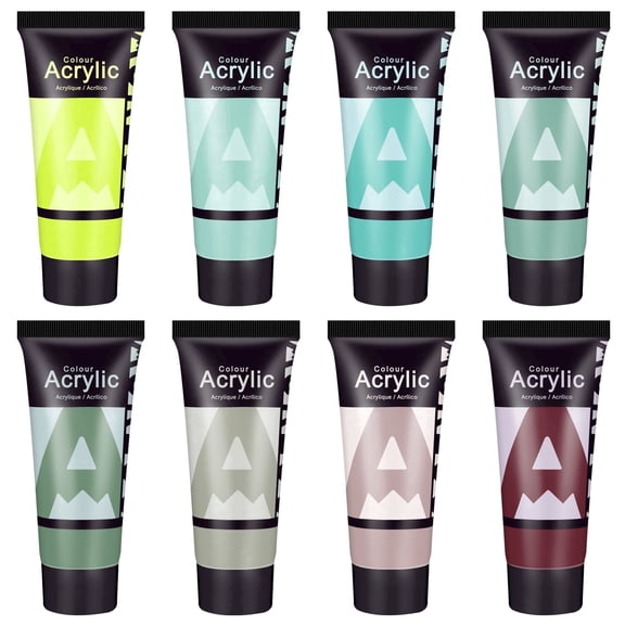 AUREUO Green Acrylic Paint Set - 8 Colors 0.71 Fl Oz / 21ml Tubes Earth Tone Forest Green Paints for Landscapes Crafts,Gift for Painters