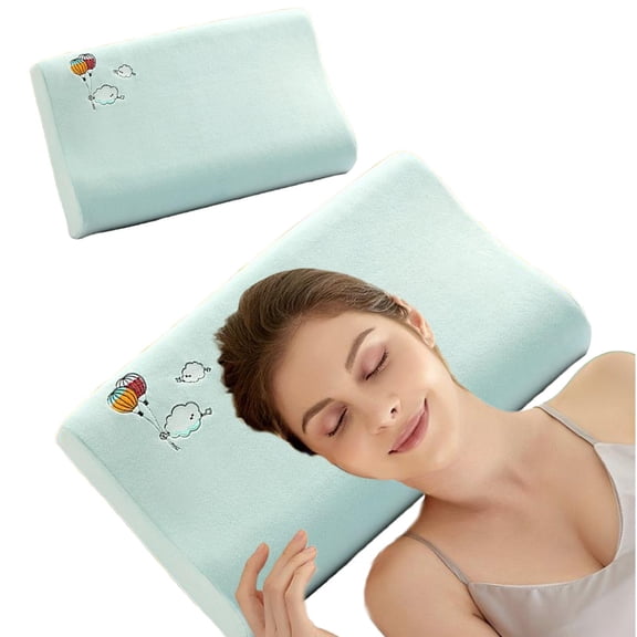 AURIGATE 19.7x11.8in Memory Foam Pillow Cover Polyester Soft Contoured Pillow Case with Cloud Embroidery for Memory Foam Pillows Bedroom Home Decor