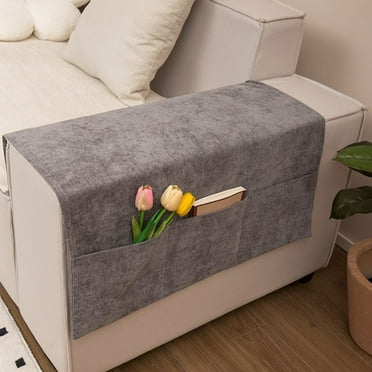 AURIGATE 2 in 1 Waterproof Armrest Covers Sofa Arm Organizer with 3 Pockets for Tablet Magazines TV Remote Holder, Anti-Slip Recliner Couch Armchair Slipcover Furniture Sofa Protector Storage Pouch