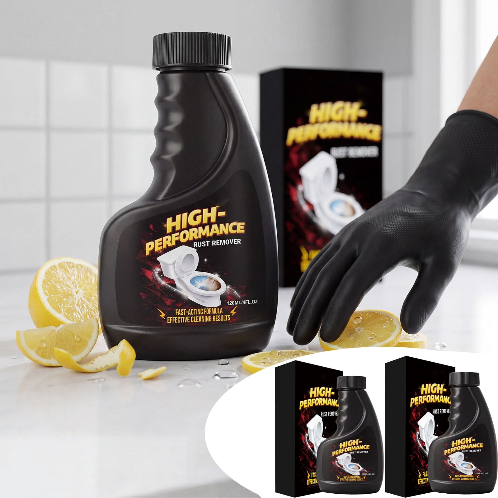 AURIGATE 2 Pack Rust Remover Spray, 4 oz per Bottle, Bathroom and Metal Stain Cleaner for Tile, Sink, Toilet, Grout and Fixtures