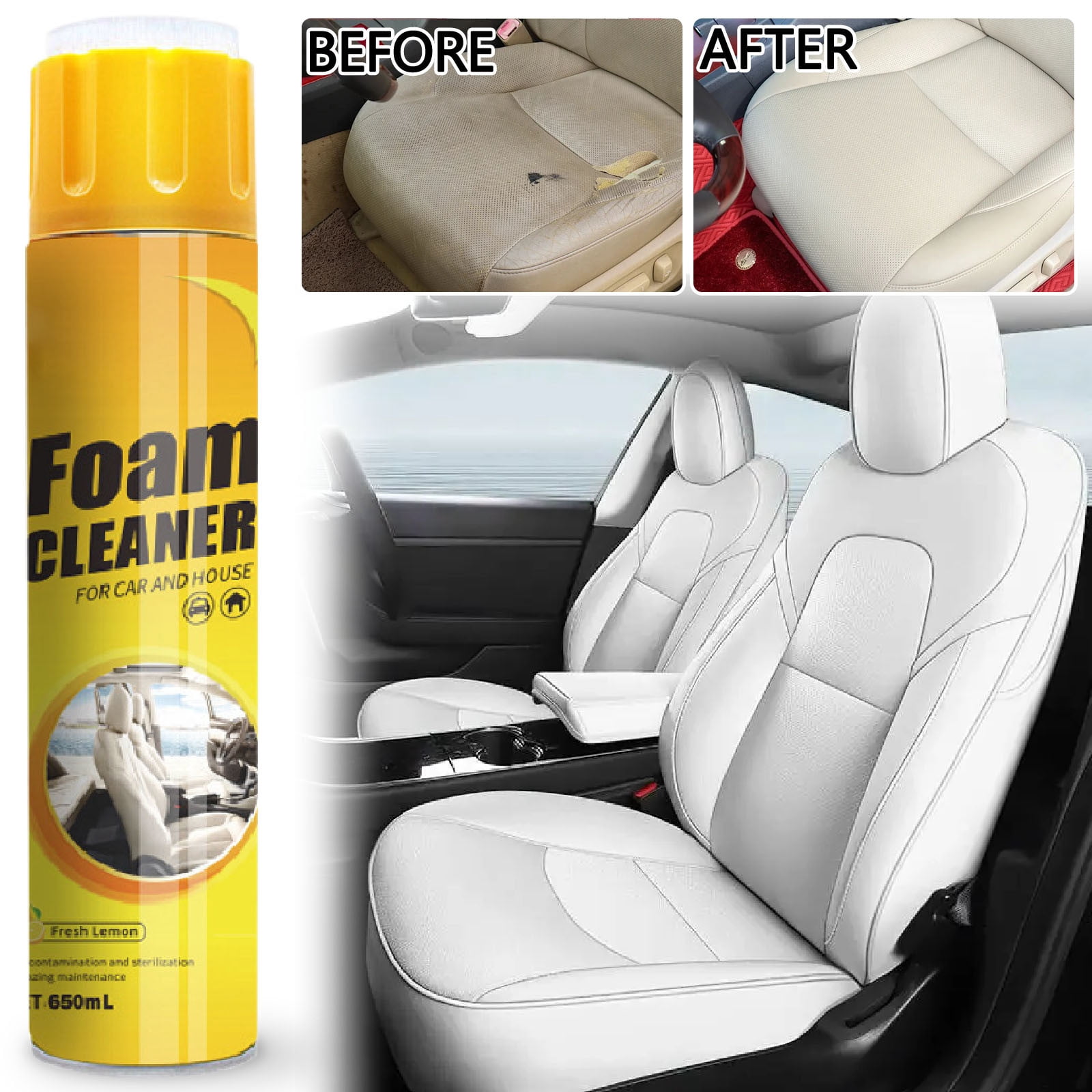 AURIGATE 22 oz Multipurpose Foam Cleaner, All Purpose Cleaner for Car Interior, Leather Seats, Dashboard, Kitchen and Home Surfaces