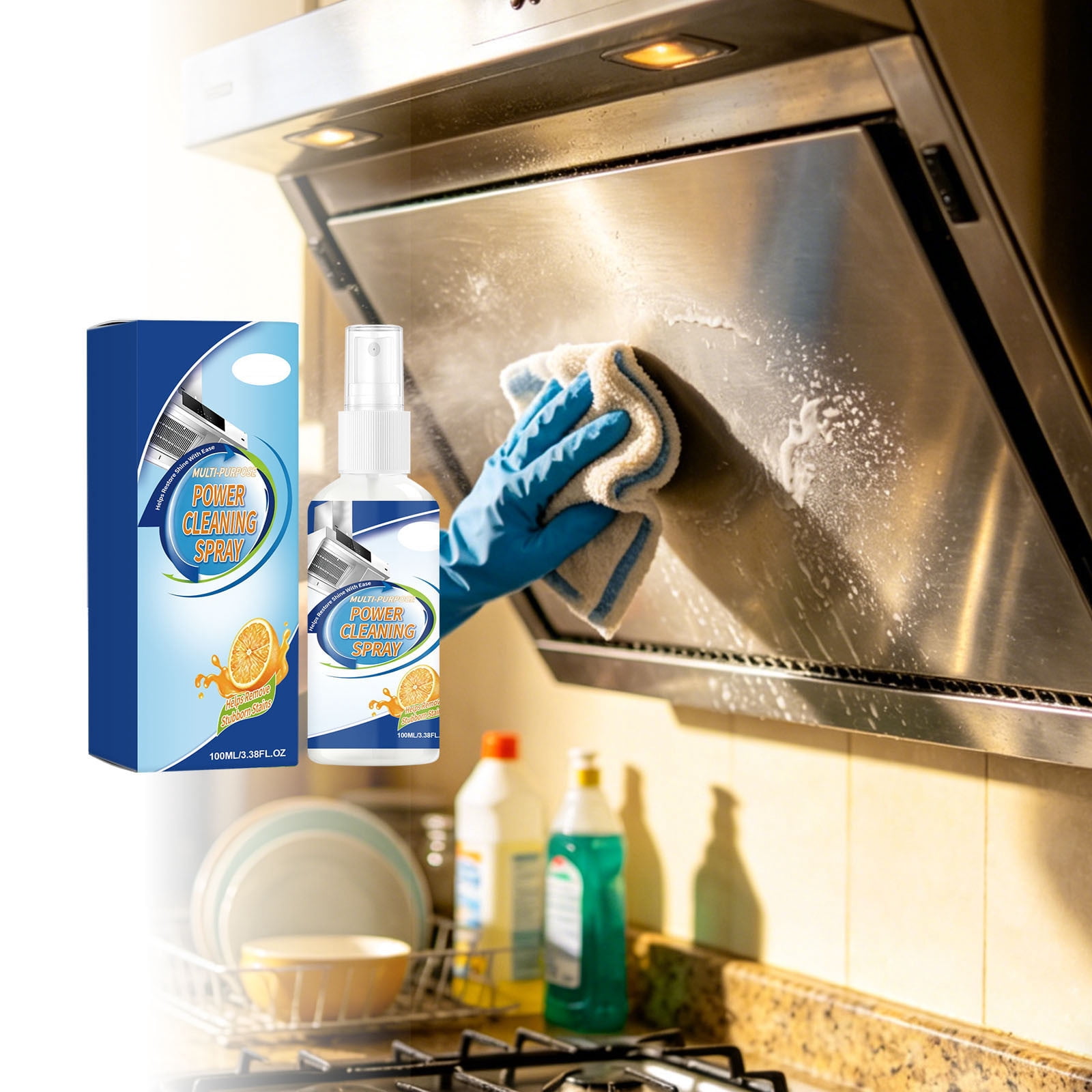 AURIGATE 3.4 oz Kitchen Foam Cleaner, Powerful Degreaser Foam Spray for Range Hoods, Stove Tops, Tile Walls, Ovens and Sinks