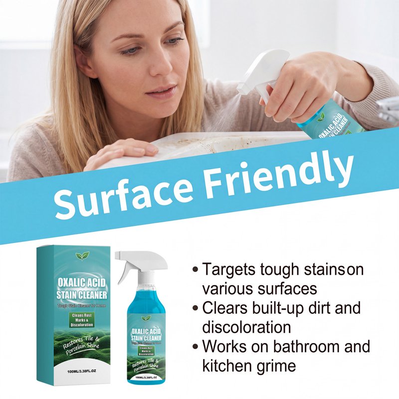 AURIGATE 3.4 oz Oxalic Stain Remover Spray, Tile and Porcelain Cleaner for Rust Marks, Soap Scum, Hard Water and Bathroom Grime