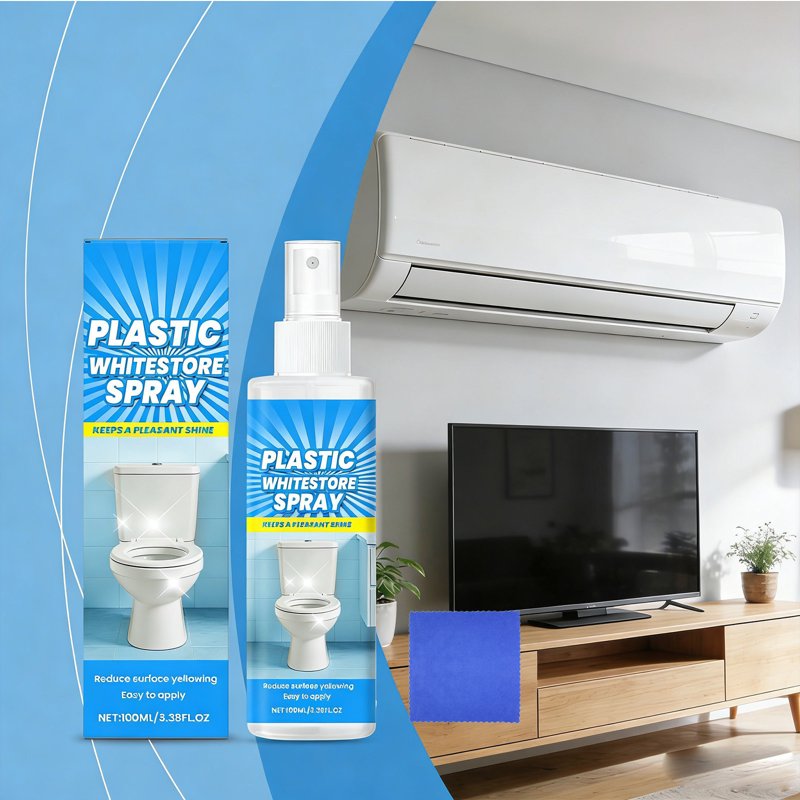 AURIGATE 3.4 oz Plastic Cleaner Spray, Streak-Free Surface Cleaner with Towel for Outdoor Furniture, Toys, Bins and Home Plastics
