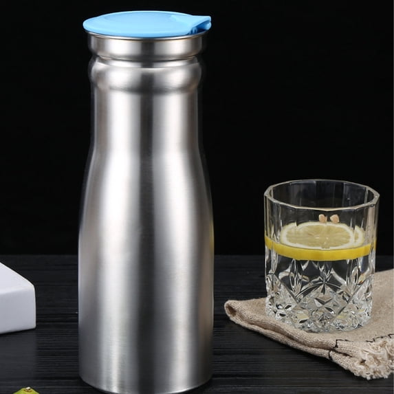 AURIGATE 33.8 Oz Thermal Coffee Carafe With Brush, Stainless Steel Pot Flask with Temperature Display Lid, Double Walled Vacuum Flask, Coffee Dispenser, 12 Hour Heat Retention