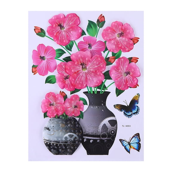 AURIGATE 3D Vase Wall Stickers Stereo Flower Wall Decal Room Wall Stickers Removable Wall Art Decor for Bathroom Bedroom Living Room Offices Study Room Home Decoration Decal