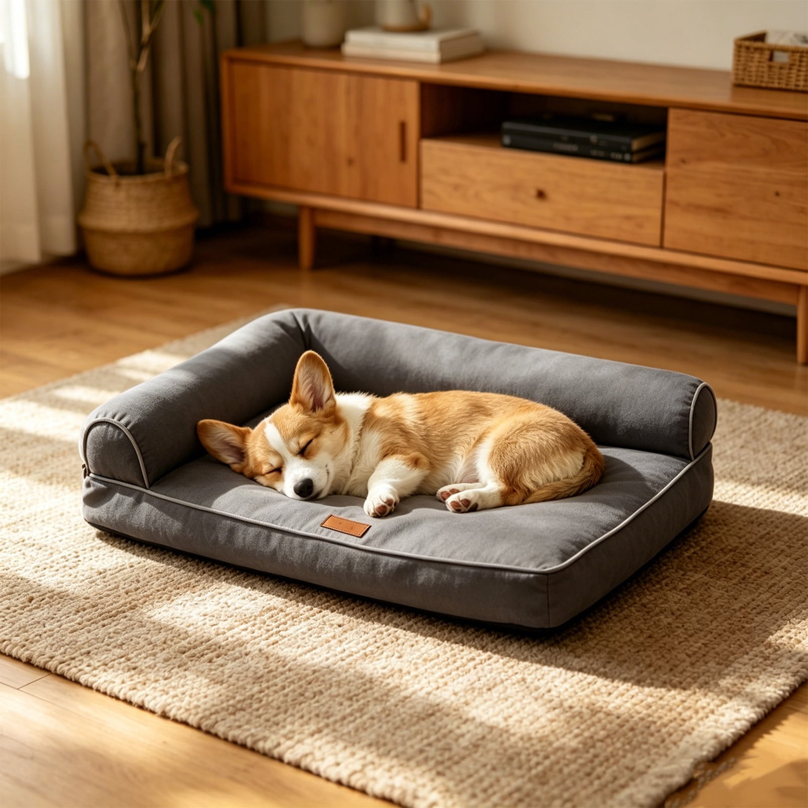 AURIGATE 4 Season Waterproof Dog Sofa, Removable Washable Pet Bed with Non-Slide Bottom, 24.02x17.72x3.94in Gray