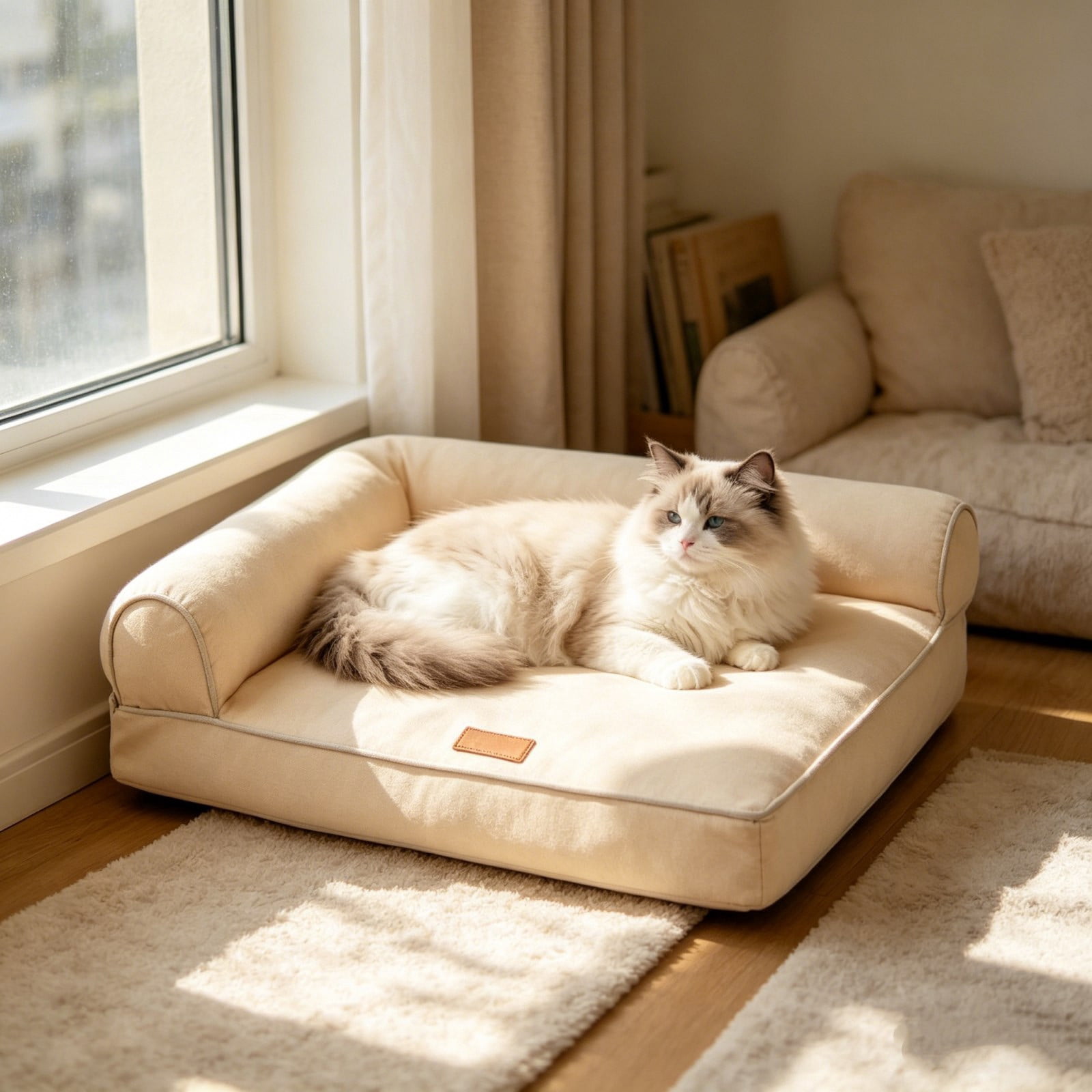 AURIGATE 4 Season Waterproof Dog Sofa, Removable Washable Pet Bed with Non-Slide Bottom, 24.02x17.72x3.94in Khaki