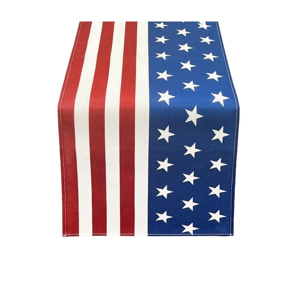 AURIGATE 4th of July American Flag Table Runner 12.99x72.04in, Patriotic Stars Stripes Polyester Table Runner for Independence Day Memorial Day Kitchen Dining Table Home Decor