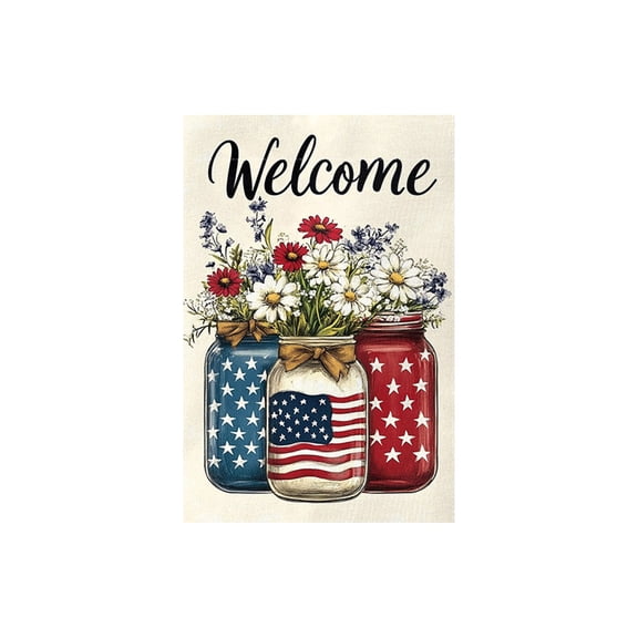 AURIGATE 4th of July Garden Flag 11.81x17.71in Nylon Spandex, Patriotic Double-Sided Yard Flag for Home Outdoor Porch Lawn Independence Day Holiday Decoration