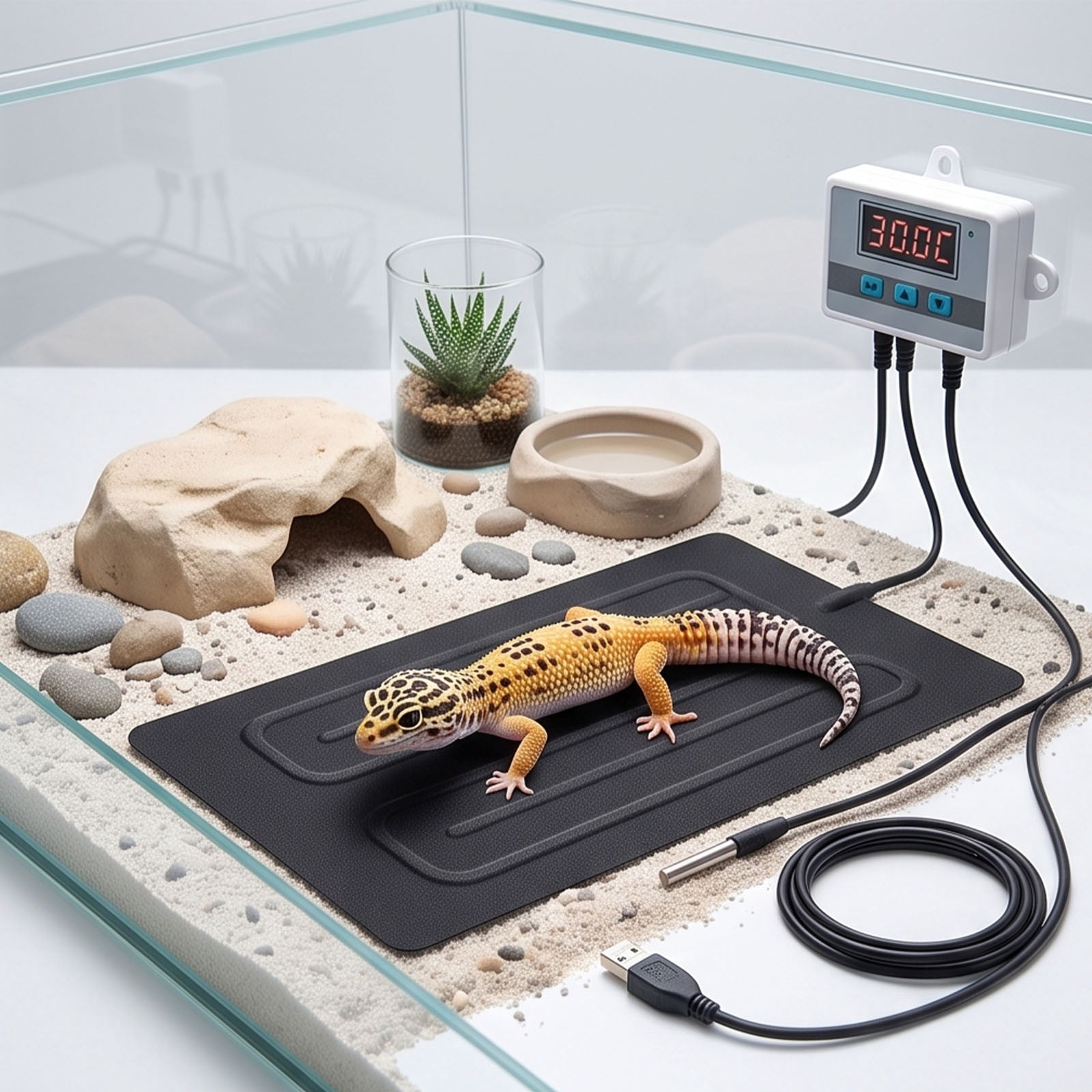 AURIGATE 5V Reptile Heating Pad 7.87X3.93 Inch Under Tank Terrarium ...